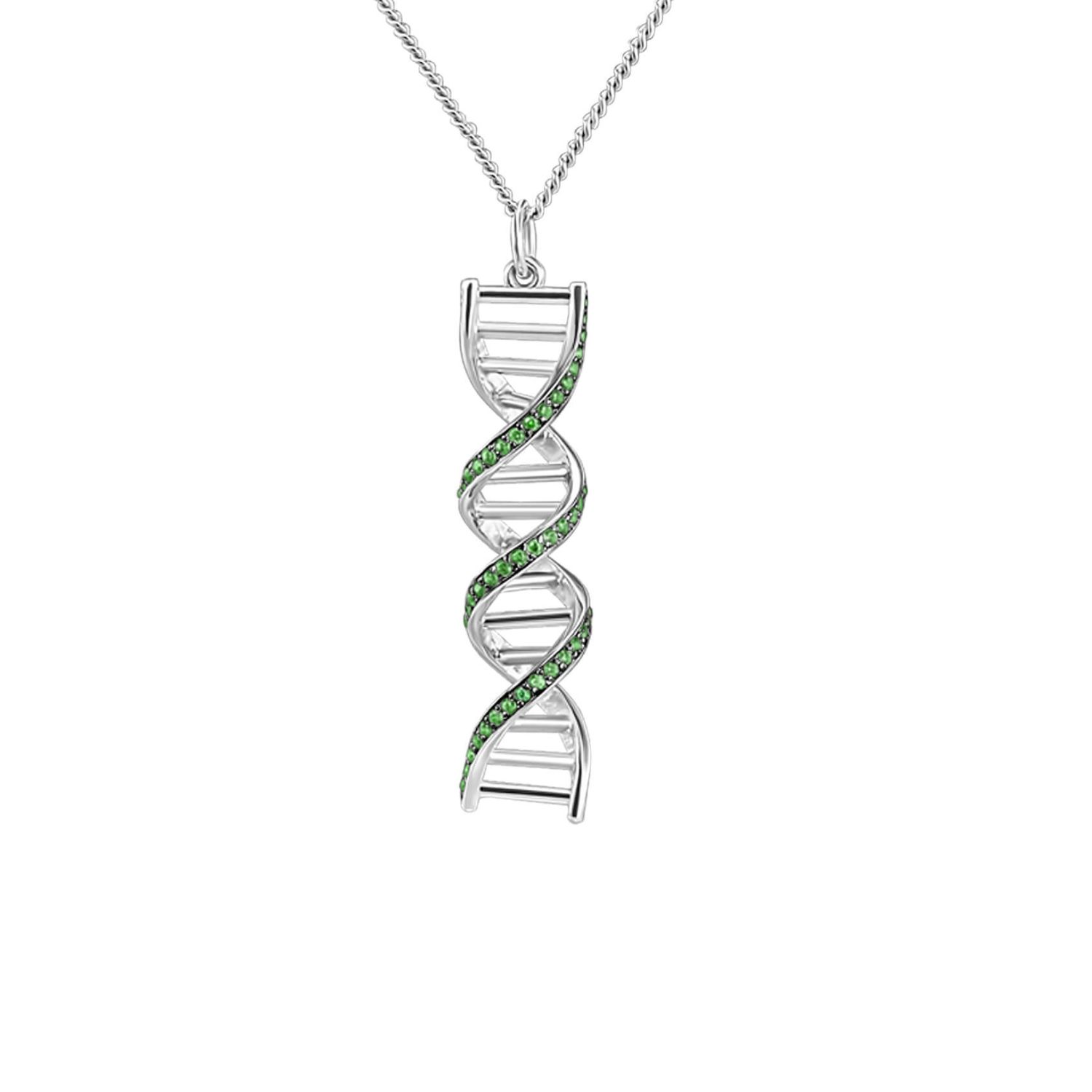 Колье ДНК (зеленый с чернением) 