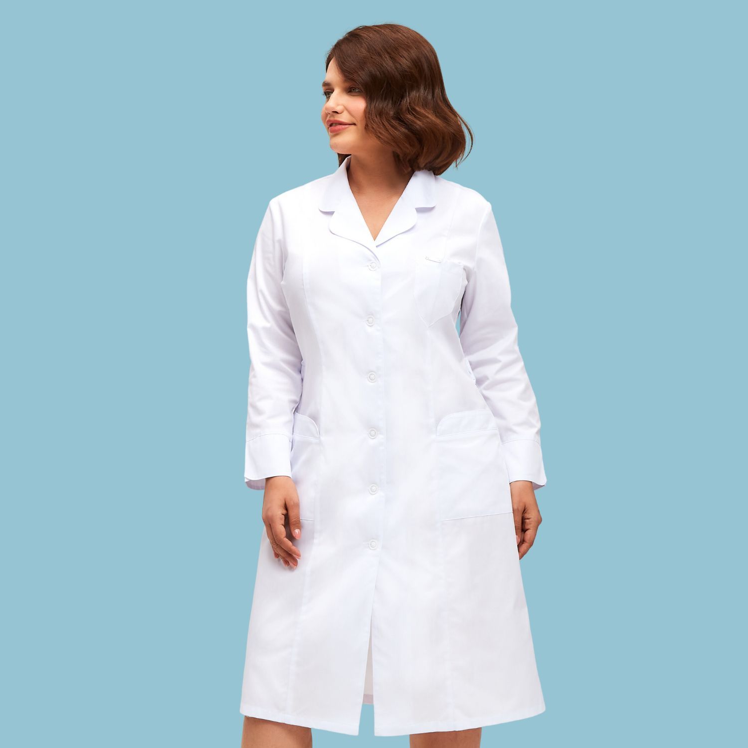 Медицинский женский халат до середины колена