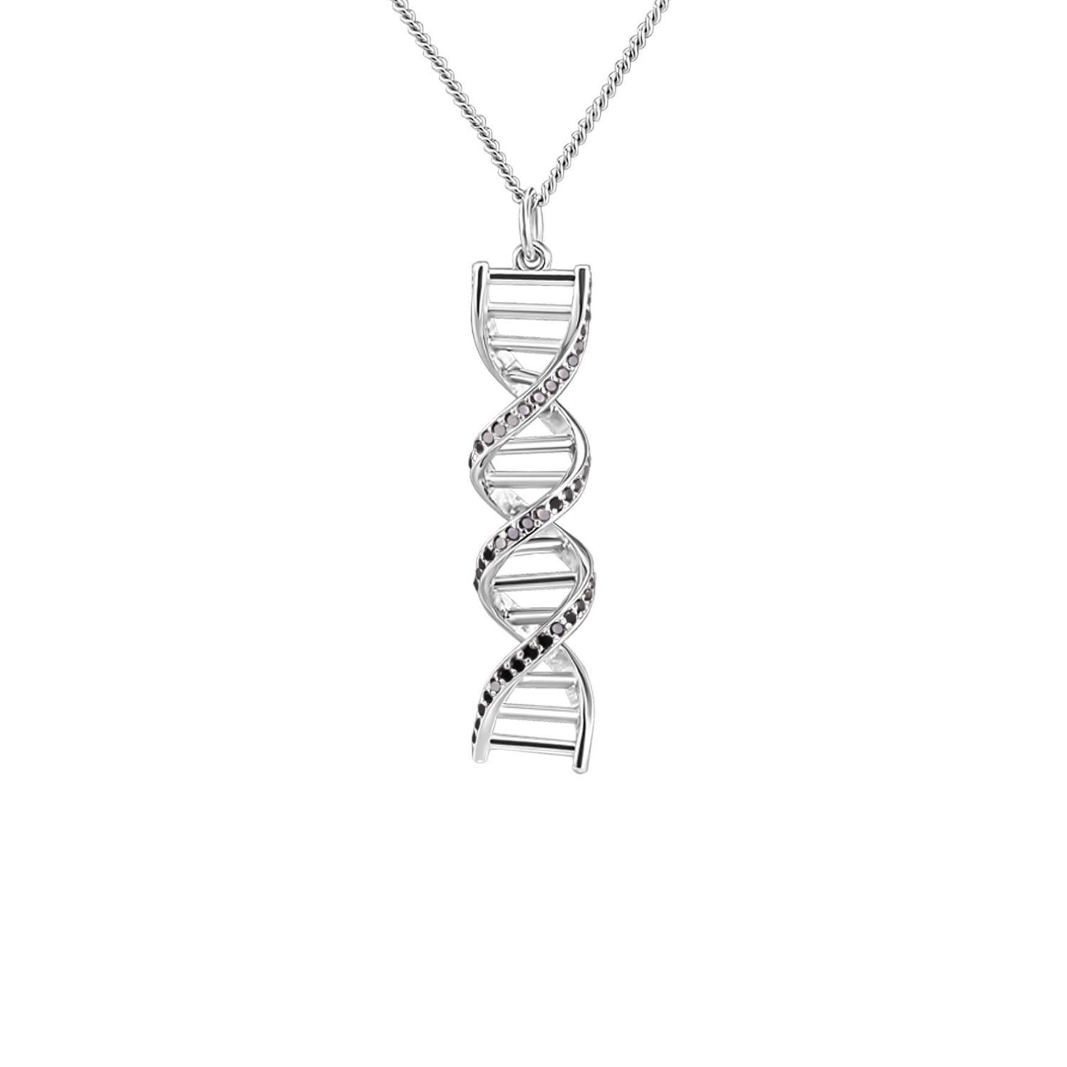 Серебряное колье ДНК с фианитами